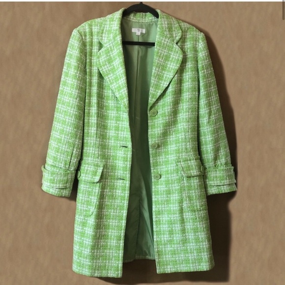 Apt 9 | Neon Lime Green Tweed Coat - Picture 2 of 5
